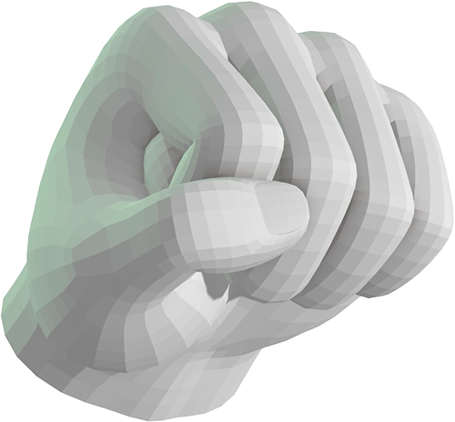 3D rendered human hand making a fist three quarter front view