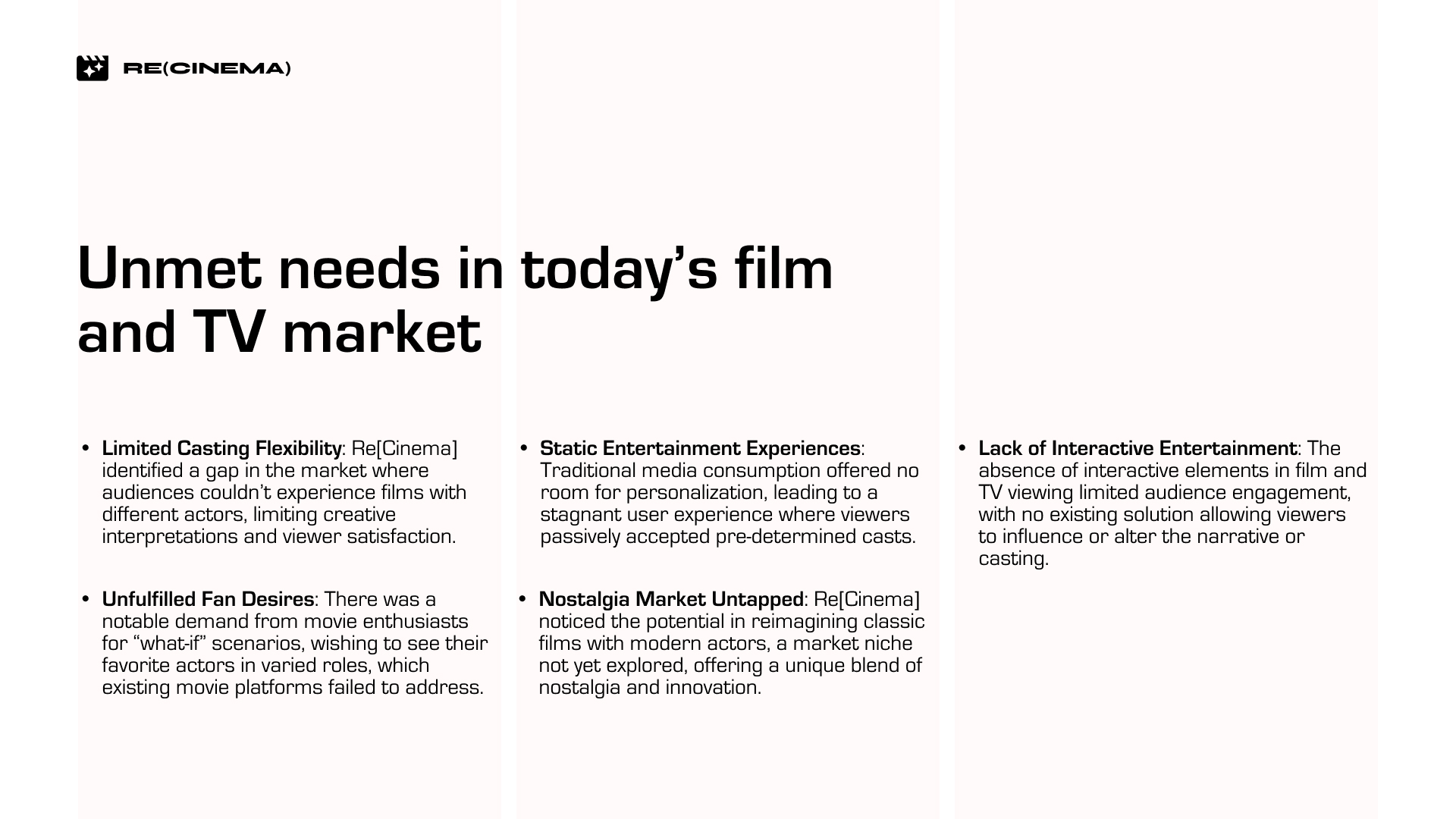 Pitch deck product statement slide