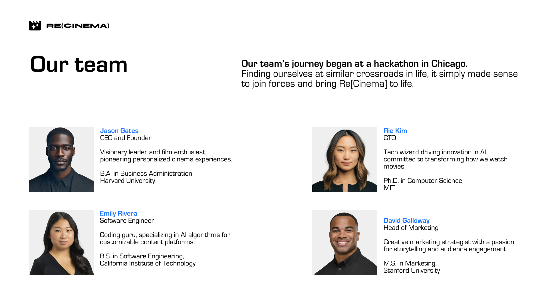 Pitch deck team slide