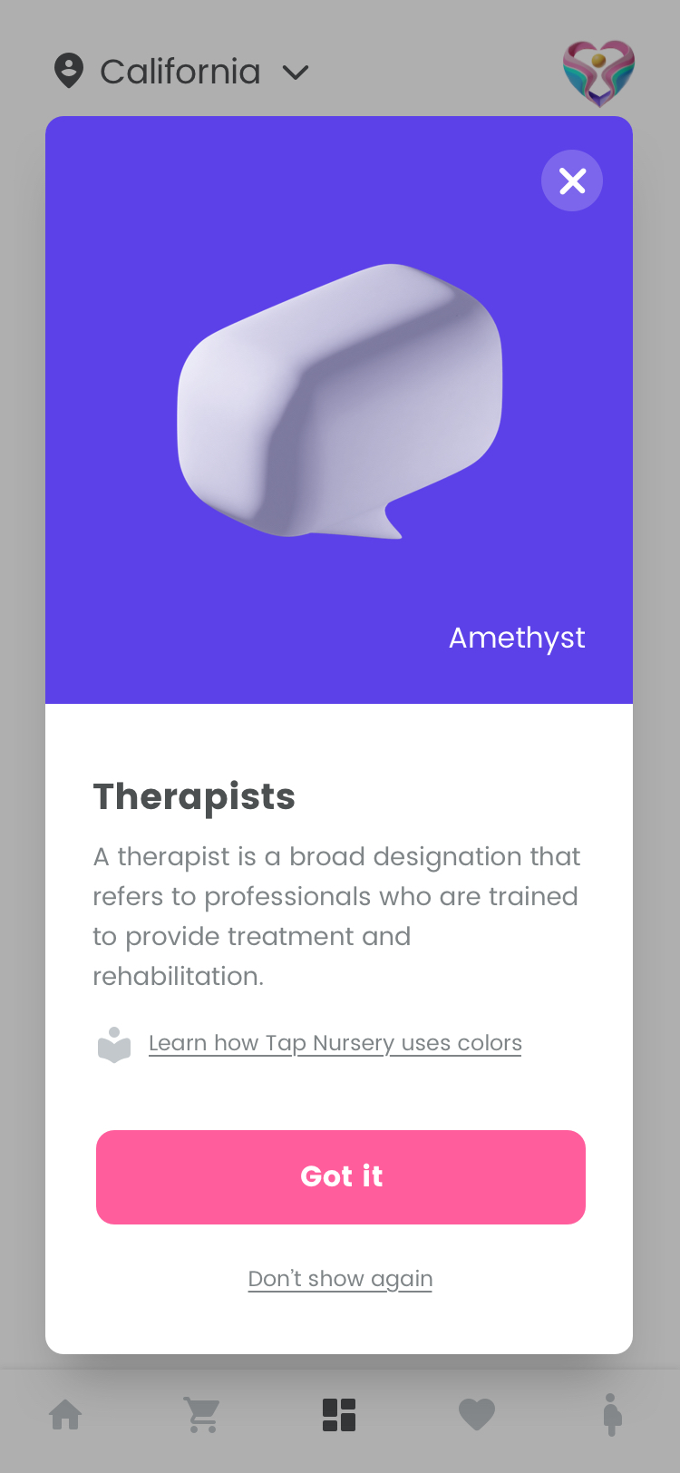 Modern health care app design with shades of purple